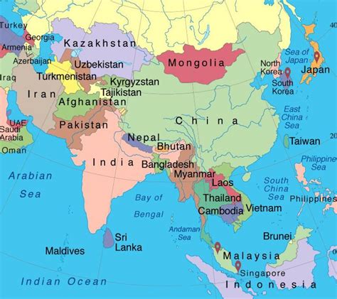 Map of Singapore in asia map - Map of map of Singapore in asia (Singapore)