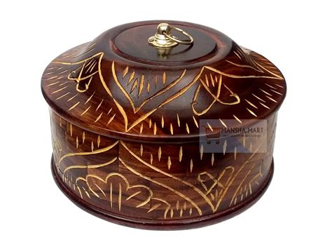 Buy MANSHAMART® SHEESHAM Full Size Wooden Chapati Box/Casserole/Wooden ...
