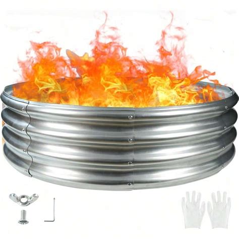 Camp Fire Ring Pit, Large Round Galvanized Steel Fire Pit, Heavy Duty ...