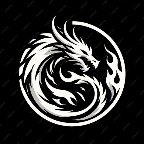 Vector white dragon logo on black background | Premium AI-generated vector