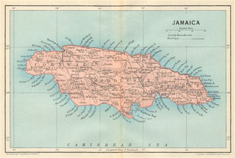 JAMAICA. Vintage map. West Indies. Caribbean 1931 old vintage plan chart