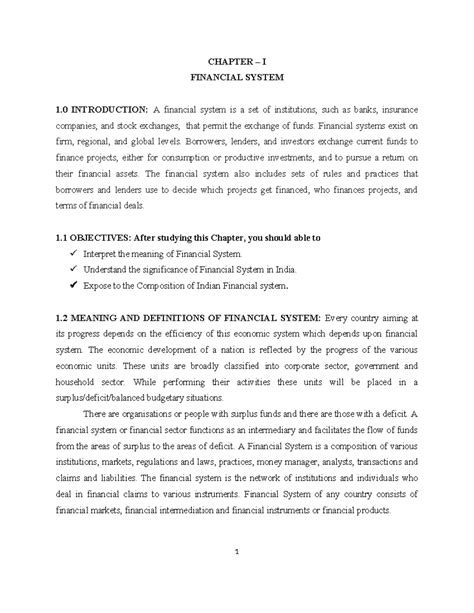 Indian Financial System - CHAPTER – I FINANCIAL SYSTEM 1 INTRODUCTION ...