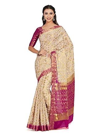 Buy MIMOSA Chiffon Wedding saree Kanjivaram pattu Style With Brocket ...