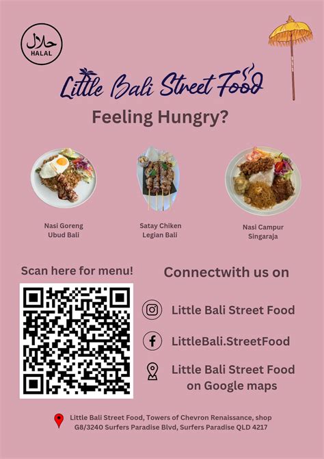 Menu at Little Bali Street Food restaurant, Surfers Paradise