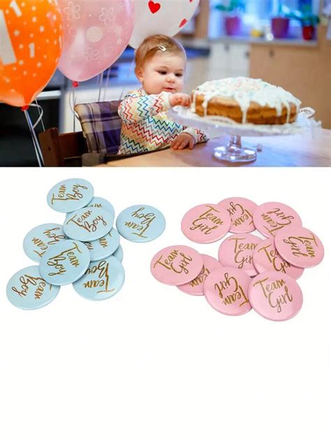 20pcs Gender Reveal Pins, Baby Shower Party Decoration Pins With "Team ...