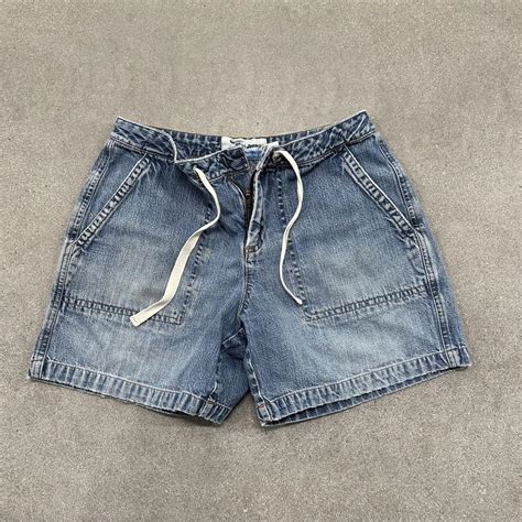 Y2K Old Navy denim shirt with drawstring check... | Depop