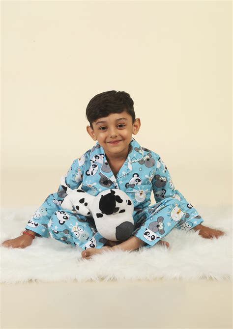 Shop Night Dress for Kids Boy | Blue Pajama Set - Kidoosleep – Kidoosleep