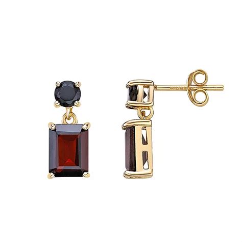 Gemminded 18k Gold Over Silver Garnet Drop Earrings