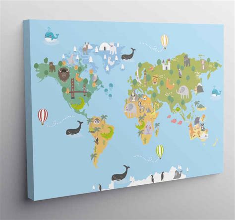 Children map world map art canvas - TenStickers