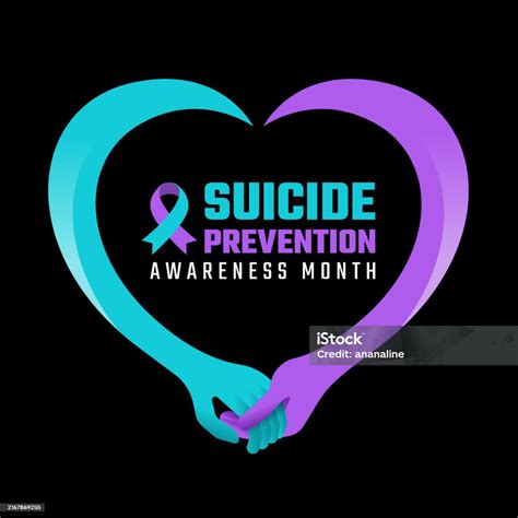 Suicide Prevention Awareness Month Text And Ribbons Awareness Sign In ...