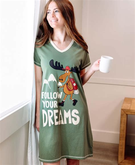 Follow Your Dreams Moose Women's V-neck Nightshirt