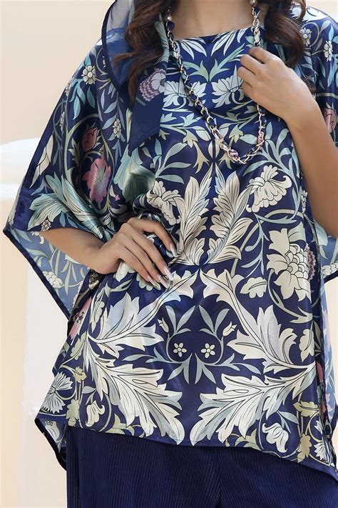 Tunic Top William Morris Navy Blue – Desi Pop