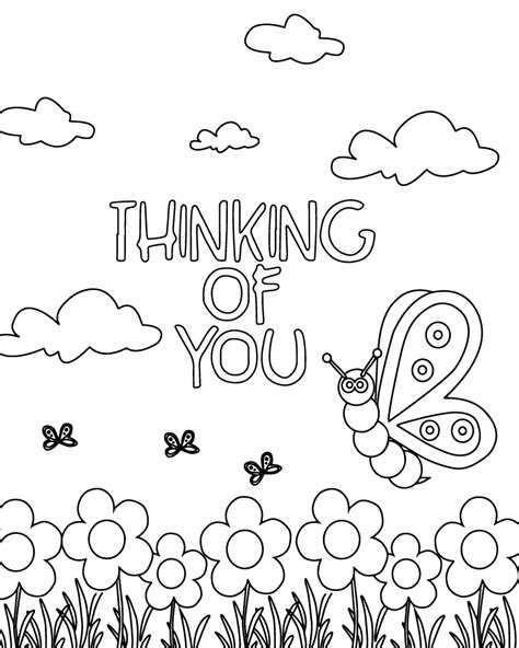 Thinking Of You Card Coloring Page