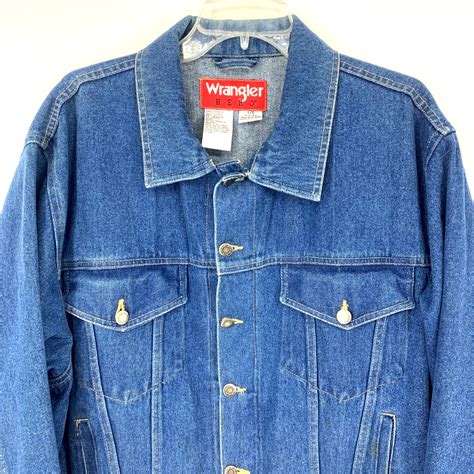 Wrangler Hero Mens Denim Trucker Jacket Size Large Da… - Gem