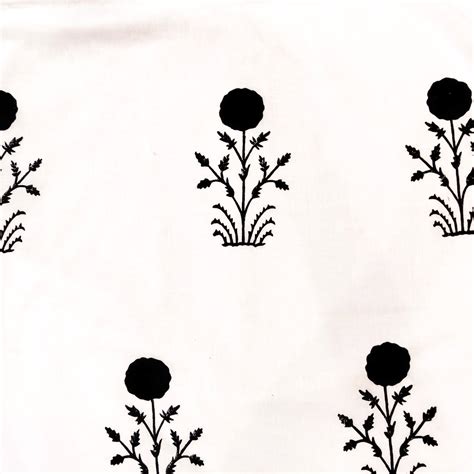Pure Cotton Dabu White With Black Mughal Motif Hand Block Print Fabric ...