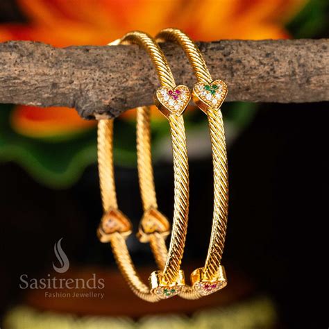 Attractive Micro Gold Plated Designer AD Bangles - Perfect for Festive ...