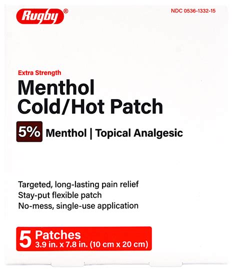 Rugby Pain Relief Patch Comparison: Menthol 5% vs. Lidocaine 4%