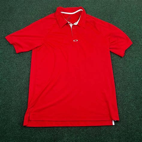Oakley Polo Shirt Mens XL Red Hydrolix Regular Fit... - Depop