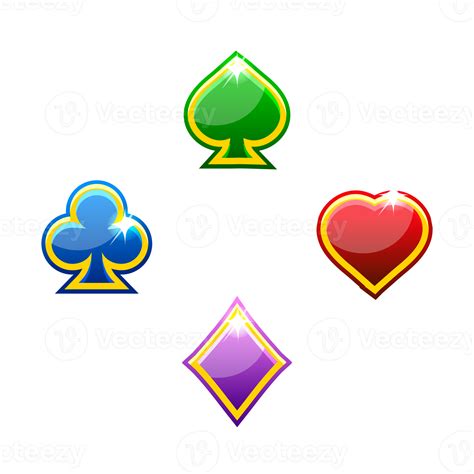 Set of colored playing card suits isolated. Heart, spade, club and ...