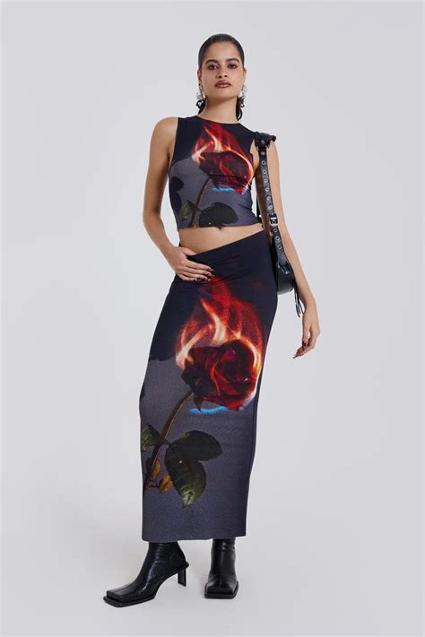 Shop Flaming Rose Raw Edge Tank Top | Jaded London | Clothing