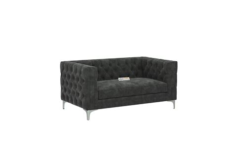 Buy Curio 2 Seater Fabric Sofa (Velvet, Stone Grey) Online in India ...
