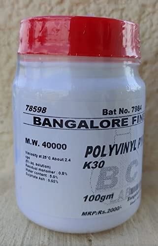 BFC POLYVINYL PYRROLIDONE K 30-100gm, (PVP K30), CAS No:9003-39-8 ...