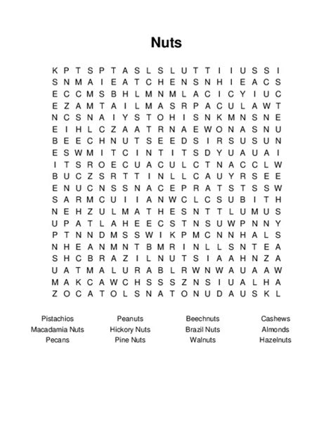 Nuts Word Search