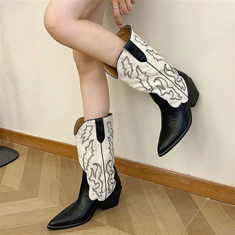 Women's Wide Width Cowboy Boots Square Toe Cowgirl Boots Wide Calf ...