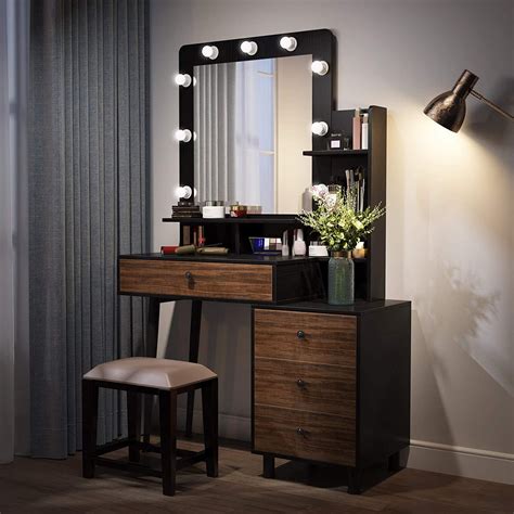 Buy Makeup Vanity Table with Lighted Mirror, Vintage Dressing Table ...