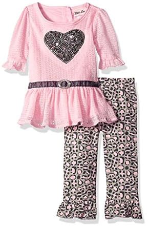 Buy Little Lass Baby Girls' 2 Piece Legging Set Zigzag Crochet, Pink, 3 ...