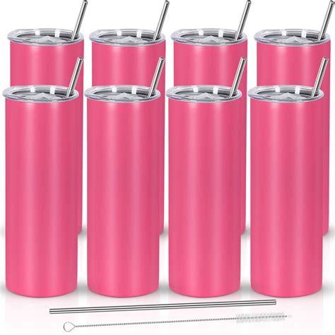 Walmart 8 Pack 20 oz Skinny Straight Metal Tumblers, Double Wall ...