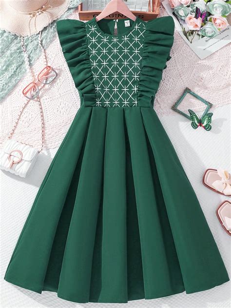 Teen Girl Casual Blue Flounce Sleeve Spring & Summer Dress in 2025 ...