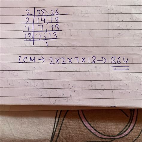 LCM of 28 and 26 by prime factorisation method - Brainly.in