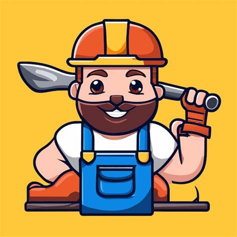 Hand drawn builder outfit attire handyman constructor repairman uniform ...