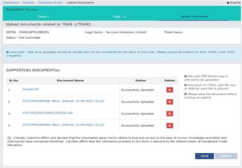 How to upload documents in GST Transition forms?