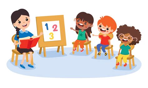 Cartoon Teacher and School Children 22509850 Vector Art at Vecteezy