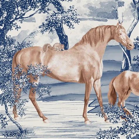 Rustic Reverie Pen Sketch Style Wallpaper Blue | Life n Colors