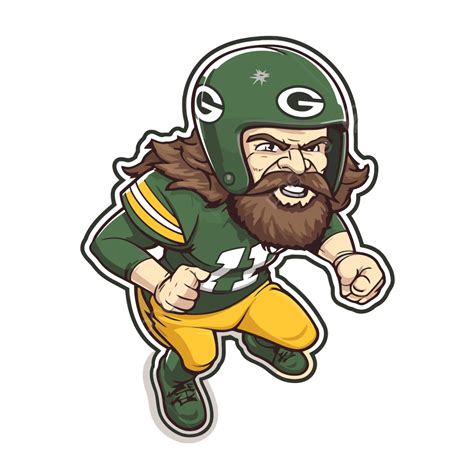 Bearded Mascot In Front Of A Background Of The Green Bay Packers Vector ...