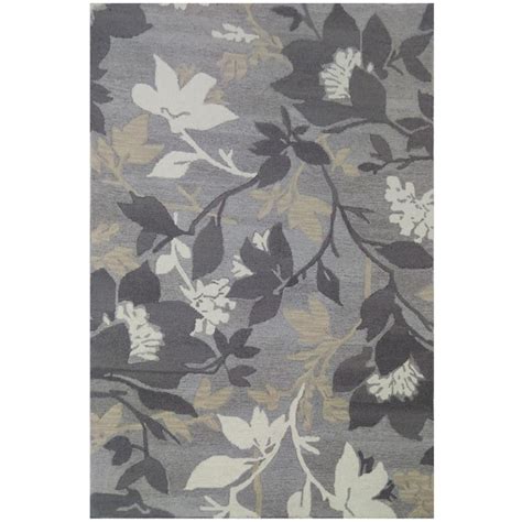 Morningside 5 X 8 (ft) Wool Grey Indoor Floral/Botanical Area Rug at ...