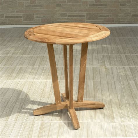 Amazonia Preston Teak Wood Round Outdoor Bistro Table, Light Brown ...