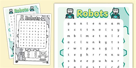 Robot Word Search Printable 的图像结果