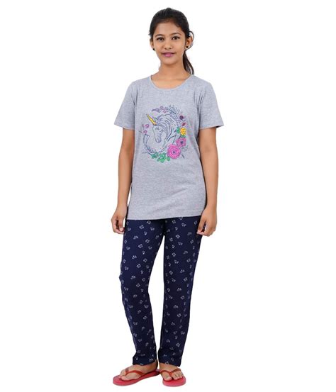 Buy Poppy Girl's Cotton Printed Night Suit Set Pack of 1 at Amazon.in