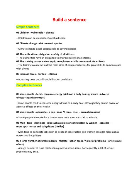 Build a sentence 6 - writing structure - Build a sentence Simple ...