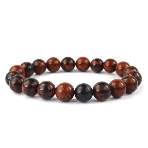 Buy Reiki Crystal Products Mahogany Obsidian 10 mm Round Black-Red Bead ...