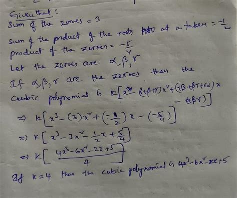 How can I solve the cubic polynomial with the sum taken two at a time ...