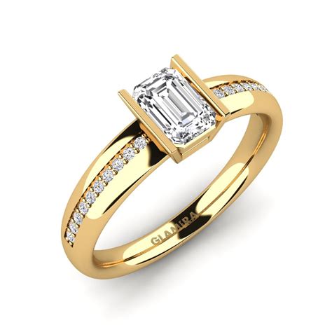 Order GLAMIRA Ring Perra in Emerald Cut cut 375 Yellow Gold (9K) Lab ...