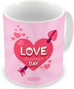Factorywala Love Valentine's Day Text with Pink Heart Ceramic Coffee ...