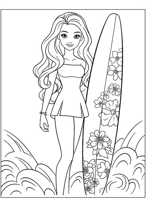 Beach Barbie Coloring Page