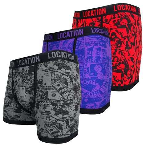 Buy Mens Location Boxer Shorts 3 Pack Cotton Trunks Underwear CM3 Set ...