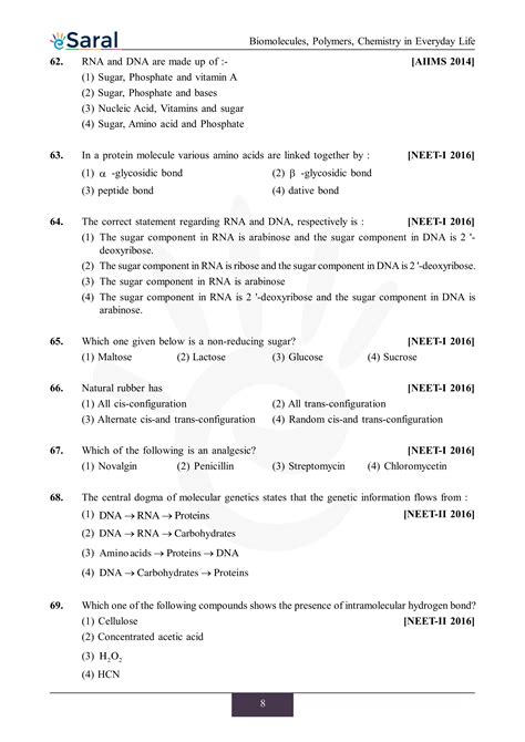 NEET Previous Year Questions with Complete Solutions - Biomolecule ...